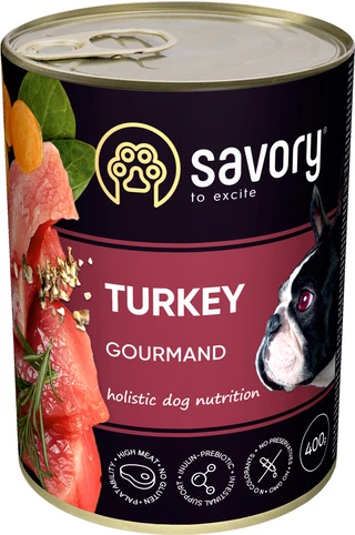 Вологий корм Savory для дорослих собак з індичкою 400 г