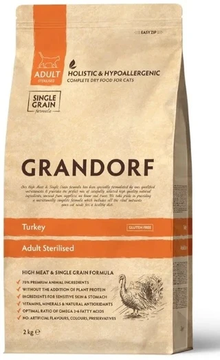 Сухой корм для стерилизованых кошек и котов Грандорф Grandorf Turkey and Brown Rice Adult Sterilized с индейкой 4 кг