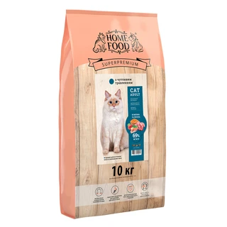 Корм для кошек с чувствительным пищеварением Home Food ягненок с лососем и запеченым яблоком 10 кг
