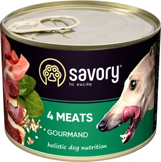 Влажный корм Savory для взрослых собак с четырьмя видами мяса 200 г