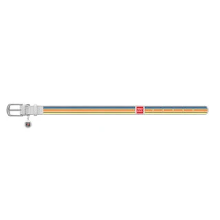 Ошейник WAUDOG Design с рисунком "Линии 2", премиум кожа, металлическая пряжка (ширина 20 мм, длина 30-39 см), белый