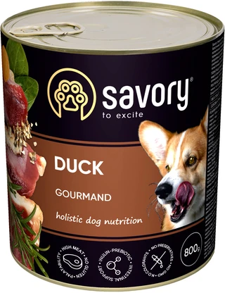 Вологий корм Savory для дорослих собак з качкою 800 г