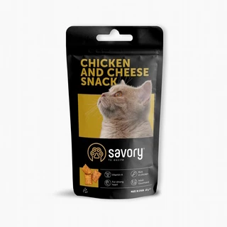 Хрустящие лакомства Savory Snack Подушечки для прихотливых кошек с курицей и сыром 60 г