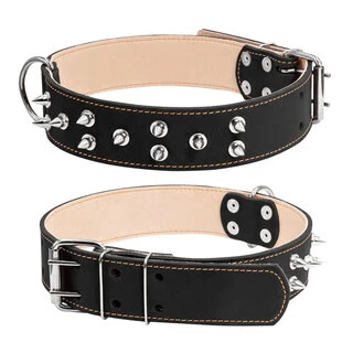 Ошейник &quot;CoLLaR&quot; двойной с шипами (ширина 45мм, длина 56-68см), черный