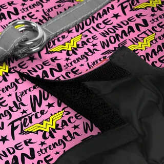 М'яка шлея для собак WAUDOG Clothes з QR паспортом, малюнок "Чудо-жінка в рожевому", S2, В 46-50 см, С 43-45 см