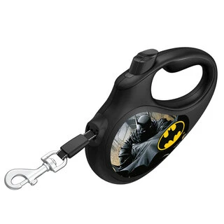 Поводок-рулетка для собак WAUDOG R-leash, малюнок "Бетмен Чорний", M, до 25 кг, 5 м, світловідбиваюча стрічка, чорний