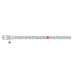 Нашийник WAUDOG Design з малюнком "Єдинороги", преміум шкіра, металевий пряжка (ширина 12 мм, довжина 19-25 см), білий