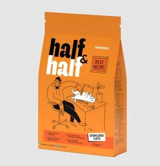 Корм сухой HalfHalf для стерилизованных кошек с говядиной 8 кг