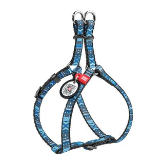 Анатомічний нашийник для собак WAUDOG Nylon з QR паспортом, малюнок "Етно синій", пластиковий фастекс, Ш 10 мм, Дл 28-40 см