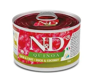 Влажный корм для собак Farmina N&amp;D Quinoa Skin&amp;Coat Adult Mini диетическое питание при пищевой аллергии с уткой 140 г