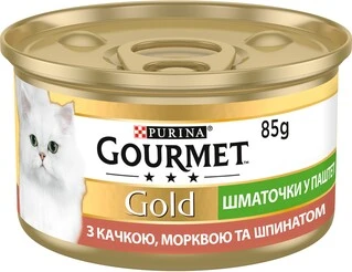 Упаковка влажного корма для кошек Purina Gourmet Gold Кусочки в паштете с уткой, морковью и шпинатом 24 шт по 85 г